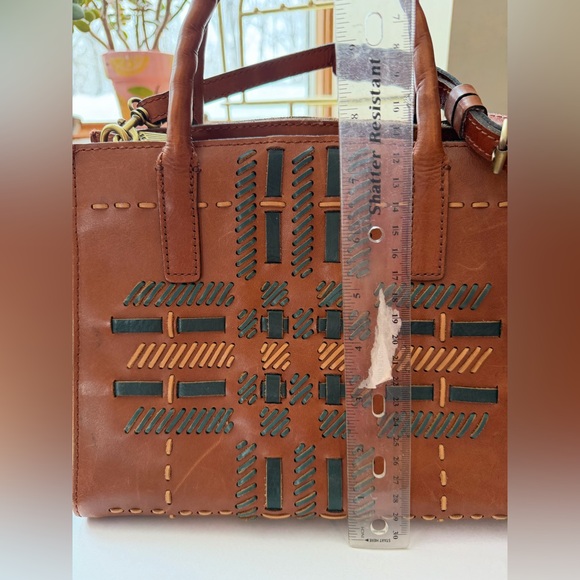 Patricia Nash Cognac Leather Satchel - Convertible to Crossbody - Picture 13 of 16